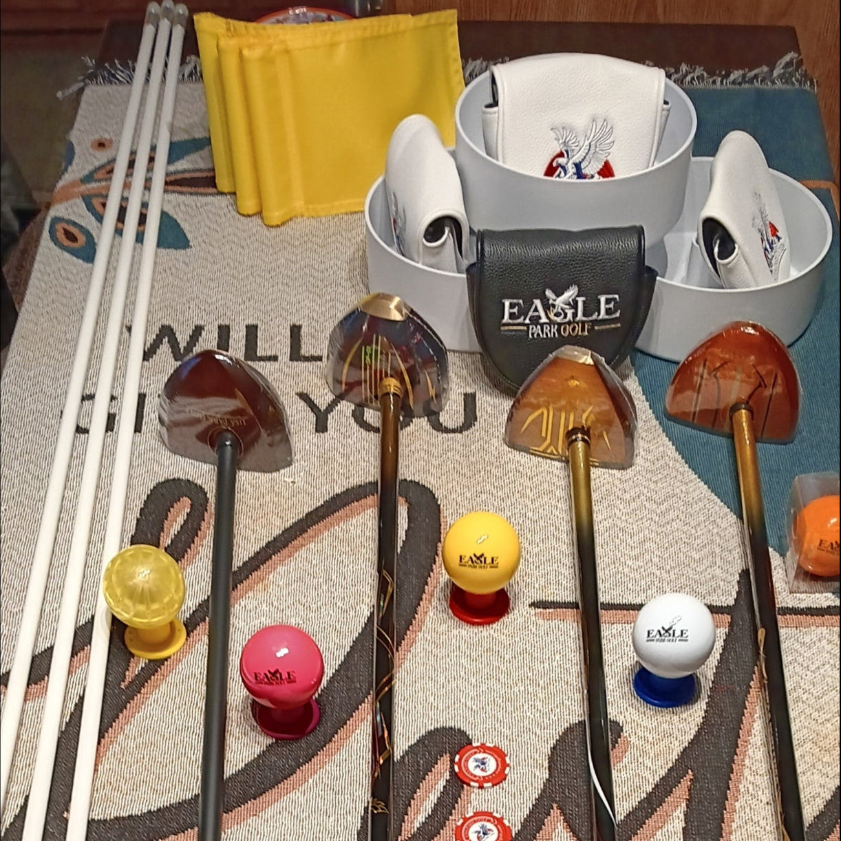 Set of park golf clubs and a Complete Park Golf Starter Kit.